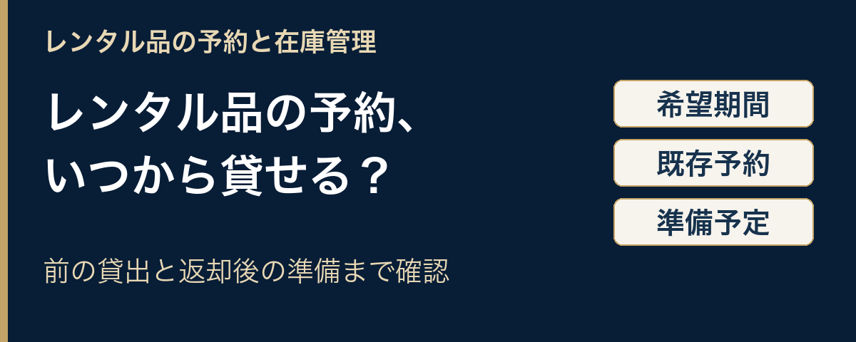 レンタル品の予約期間に、前の貸出と返却後の準備を合わせて判断する
